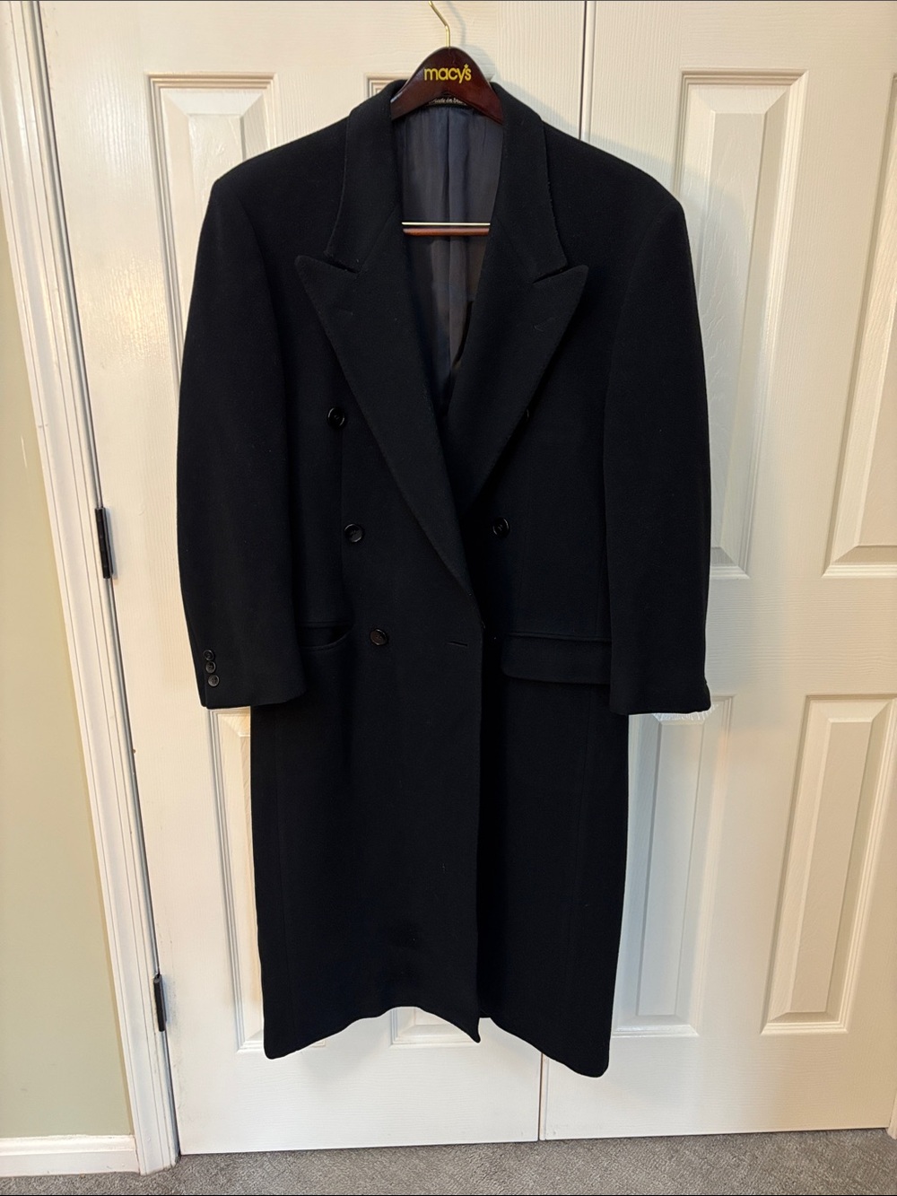 Macy's Black Full Length Double-Breasted Pea Coat